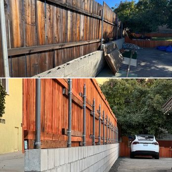 Stacker Landscaping - Before (top) and after (bottom) - 185 foot retaining wall/fence replacement (Nov/Dec 2024) - Landscaping Near Me - Baldwin Park, California Stacker Landscaping - Before (top) and after (bottom) - 185 foot retaining wall/fence replacement (Nov/Dec 2024) - Landscaping Near Me - Baldwin Park, California