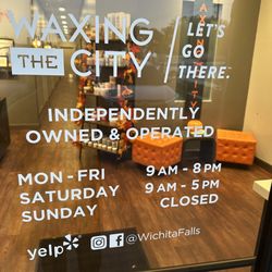 Waxing The City - Front door store hours