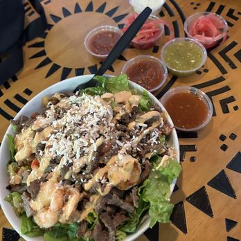 Lupe's Mexican Eatery - Surf & turf bowl and some salsas. - Mexican Near Me - Dana Point, California Lupe's Mexican Eatery - Surf & turf bowl and some salsas. - Mexican Near Me - Dana Point, California