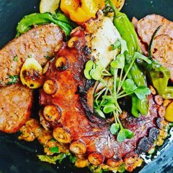 D1 and Only Personal Chef and Private Events - Grilled octopus with chorizo and romesco!