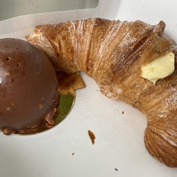 Petit Pierre Bakery - Praline chocolate hazelnut mousse and custard filled croissant - Bakeries Near Me - Seattle, Washington