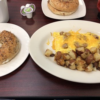 The Omelette Cafe - Sausage cheese omelette with home fries and bagel with cream cheese - Cafes Near Me - Manassas, Virginia The Omelette Cafe - Sausage cheese omelette with home fries and bagel with cream cheese - Cafes Near Me - Manassas, Virginia