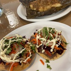 El Maná - Honduran enchiladas with arroz tamal at El Mana'. The flavors are absolutely amazing here.