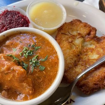 Veselka - Potato Pancake Combo Plate with veal stew - Ukrainian Near Me - New York, New York