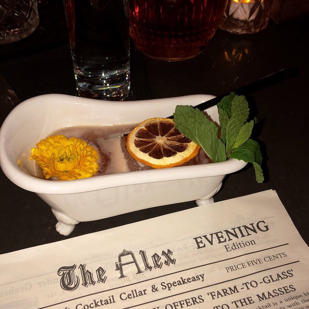 The Alex - Prettiest Gin and tonic - served in a mini bathtub - New American Near Me - Washington, DC, District of Columbia The Alex - Prettiest Gin and tonic - served in a mini bathtub - New American Near Me - Washington, DC, District of Columbia