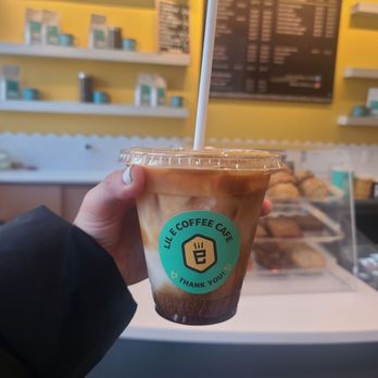 Lil E Coffee Cafe - Iced E-Latte with Almond Milk ($5.25 plus $0.50) - Coffee & Tea Near Me - Toronto, Ontario