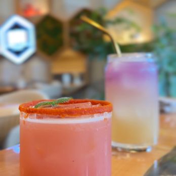 Don at Kitsilano - Spicy Peach Margarita (front) Fairy Wing (back) - Asian Fusion Near Me - Vancouver, British Columbia Don at Kitsilano - Spicy Peach Margarita (front) Fairy Wing (back) - Asian Fusion Near Me - Vancouver, British Columbia