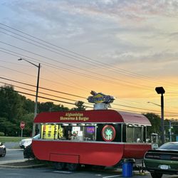 Afghanistan Shawarma and Burgers - Dusk view of restaurant on wheels. Photo by Henry McGalem