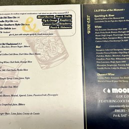 Drinks menu Drinks menu
