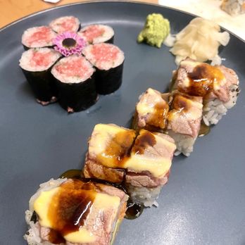 Ryujin Sushi - Toro and Scallion Roll (top) & Hanky Panky Special Roll (bottom) - Sushi Bars Near Me - Bridgewater, New Jersey Ryujin Sushi - Toro and Scallion Roll (top) & Hanky Panky Special Roll (bottom) - Sushi Bars Near Me - Bridgewater, New Jersey