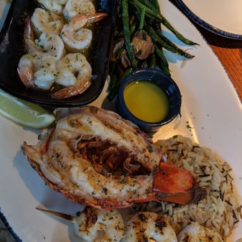 Red Lobster - Grilled shrimp, shrimp scampi, delicious green beans and lobster tail.. Yummy!! - Seafood Near Me - Clearwater, Florida