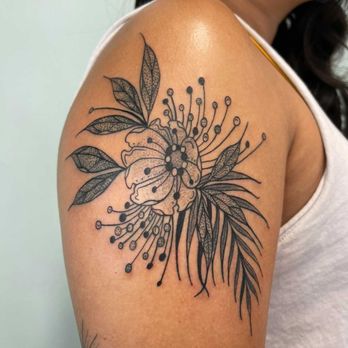 Happy Camper Tattoo - Flash piece from @sadpuppytattoo (photo courtesy of them) - Tattoo Near Me - Portland, Oregon