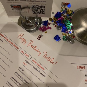 Ruth's Chris Steak House - Birthday Menu - Steakhouses Near Me - Pasadena, California