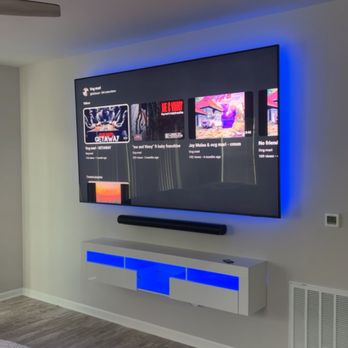 HangTimeTv - 98" tv with Sonos sound bar and floating entertainment center - TV Mounting Near Me - Fitchburg, Wisconsin HangTimeTv - 98" tv with Sonos sound bar and floating entertainment center - TV Mounting Near Me - Fitchburg, Wisconsin