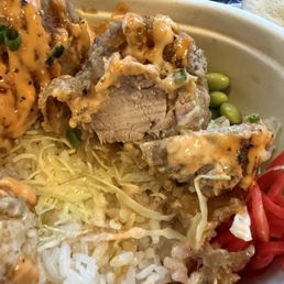 Cut into the chicken karrage Cut into the chicken karrage