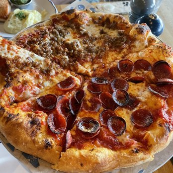 Doughbird - Aviator pizza (no bacon, one half pepperoni & one half Italian sausage) - Pizza Near Me - Phoenix, Arizona Doughbird - Aviator pizza (no bacon, one half pepperoni & one half Italian sausage) - Pizza Near Me - Phoenix, Arizona