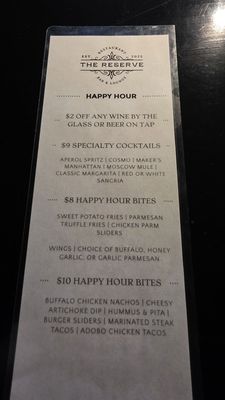 Menu photo 1 The Reserve Danbury, CT Menu photo 1 The Reserve Danbury, CT