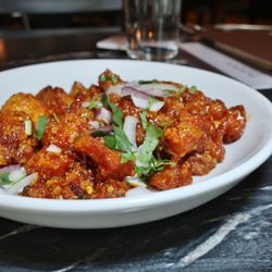 Mystic Spice - Gobi 65, battered cauliflower, crispy fried.