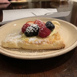 stone face manor - Dessert Fresh fruit with a lovely vanilla drizzle cream sauce Simply elegant