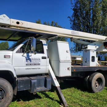 Stanleys Tree Service - His business truck with the lift. - Tree Services Near Me - Plainville, Georgia