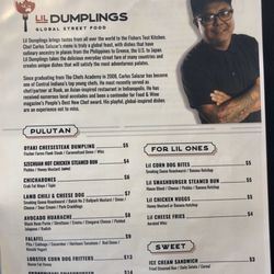 Fishers Test Kitchen - Menu for Lil Dumplings (2/2020)