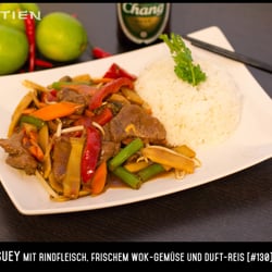 HA TIEN - Chop Suey mit Rindfleisch, frischem Wok-Gemüse und Duft-Reis [#130]