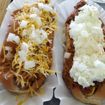 Yellow Jacket Hot Dogs - Chili cheese onions  and chilli slaw on Nathan's hot dog. - Hot Dogs Near Me - Ellenwood, Georgia