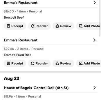 Emma's Restaurant - Proof of orders - Chinese Near Me - San Rafael, California