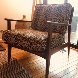 Designs & Interiors by the Upholstery Shop - One of two Danish modern chairs we own.  They did a great job on it so we're bringing the second one it for an update.