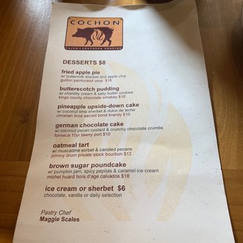 Cochon RESTAURANT - Dessert menu - Cajun/Creole Near Me - New Orleans, Louisiana Cochon RESTAURANT - Dessert menu - Cajun/Creole Near Me - New Orleans, Louisiana