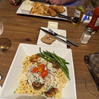 Square Grouper - Islamorada - Fried conch and blackened shrimp on key lime pasta - Seafood Near Me - Islamorada, Florida