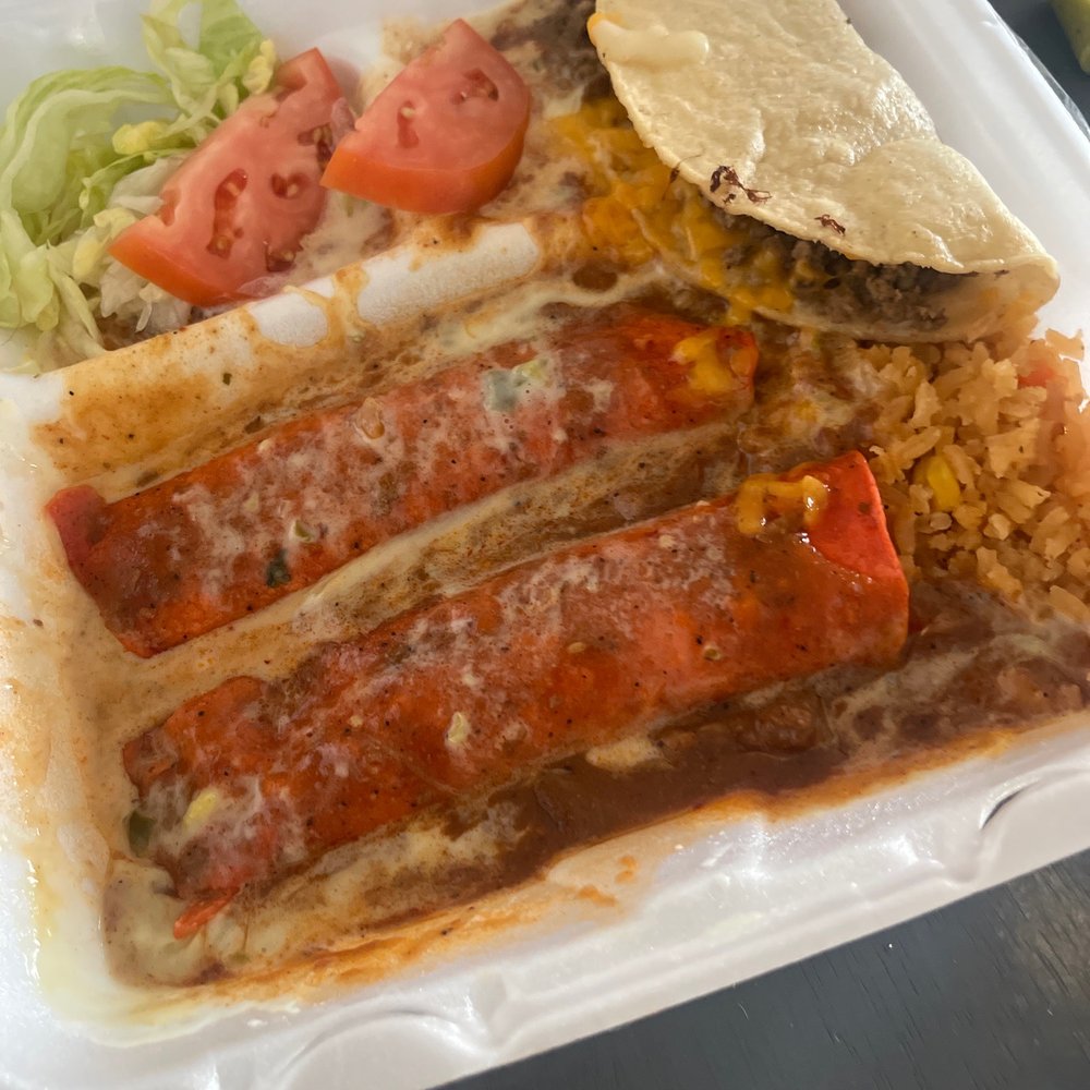 El Rincon - Cheese enchiladas with queso dip on top - Mexican Near Me - Castroville, Texas