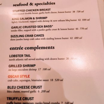 Ruth's Chris Steak House - Menu with the prices and calories - Steakhouses Near Me - Troy, Michigan
