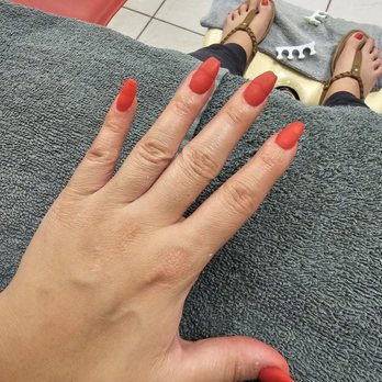 Frenchy's Nails - Not what i asked her for the shape at all next photo is the shape and size I wanted.  Pedicure was ok - Nail Salons Near Me - Lewisville, Texas