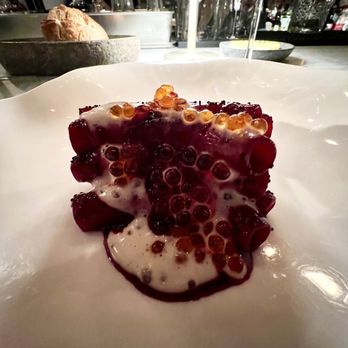 Frasca Food and Wine - red beet * smoked eel * poppy seed * trout roe - Italian Near Me - Boulder, Colorado Frasca Food and Wine - red beet * smoked eel * poppy seed * trout roe - Italian Near Me - Boulder, Colorado