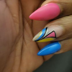 Fill-in and 2 nails repaired. Mary is amazing   and she made up my designs after I showed her a picture ! Thank Ooooo Mary!