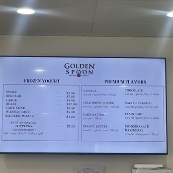Golden Spoon - Menu - Ice Cream & Frozen Yogurt Near Me - Laguna Beach, California Golden Spoon - Menu - Ice Cream & Frozen Yogurt Near Me - Laguna Beach, California