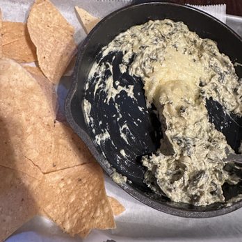 Local Cue - Spinach & artichoke dip with a side of chips! Yumm - Barbeque Near Me - Greenville, South Carolina Local Cue - Spinach & artichoke dip with a side of chips! Yumm - Barbeque Near Me - Greenville, South Carolina