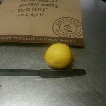 Chipotle Mexican Grill - A whole lemon and a plastic knife is Chipotle service! - Mexican Near Me - Albuquerque, New Mexico Chipotle Mexican Grill - A whole lemon and a plastic knife is Chipotle service! - Mexican Near Me - Albuquerque, New Mexico