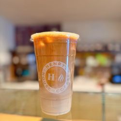 Henry's House of Coffee - Cafe - Iced large hazelnut latte with oat milk