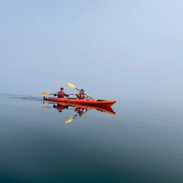 My boys sliding across a glassy Atlantic in the fog. My boys sliding across a glassy Atlantic in the fog.