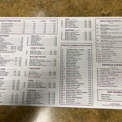 China King - 2023 updated menu