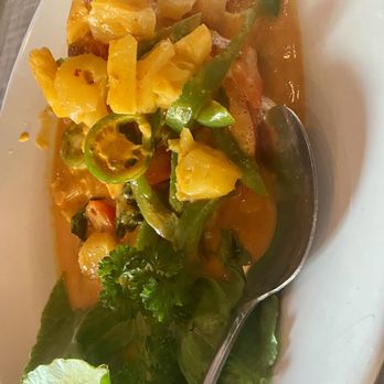 Zapvor By Thai Spice - Salmon curry  C6 Gang Sapparod - Thai Near Me - Sugar Land, Texas
