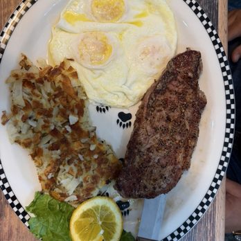 Black Bear Diner Odessa - New York steak medium rare, eggs (medium), hash browns. - Diners Near Me - Odessa, Texas
