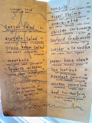 Menu photo 1 Sal's Place Provincetown, MA