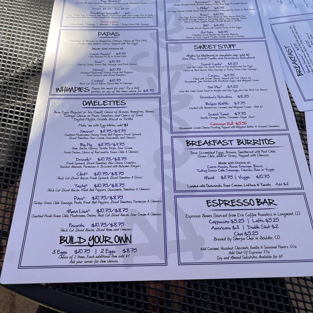 a menu on a table