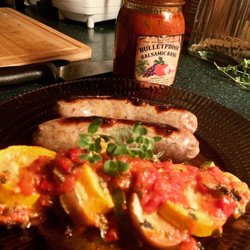 Bulletproof Sauces - Ratatouille, from the website, and spicy Italian sausage. #KetoFriendly