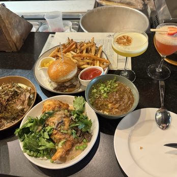 Rhubarb - Chicken schnitzel, burger, potatoes (onion gravy), miso butter cabbage, ashelorette drink, straw man argument drink - New American Near Me - Asheville, North Carolina Rhubarb - Chicken schnitzel, burger, potatoes (onion gravy), miso butter cabbage, ashelorette drink, straw man argument drink - New American Near Me - Asheville, North Carolina