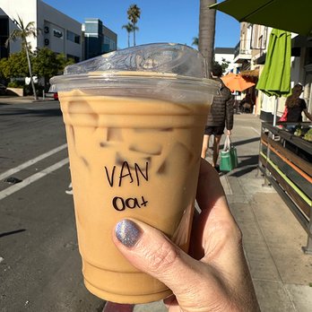 Hazel & Jade - vegan iced vanilla oatmilk latte with their housemade vanilla syrup - Bakeries Near Me - San Diego, California Hazel & Jade - vegan iced vanilla oatmilk latte with their housemade vanilla syrup - Bakeries Near Me - San Diego, California