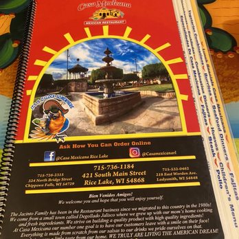 Casa Mexicana - Menu - Mexican Near Me - Rice Lake, Wisconsin